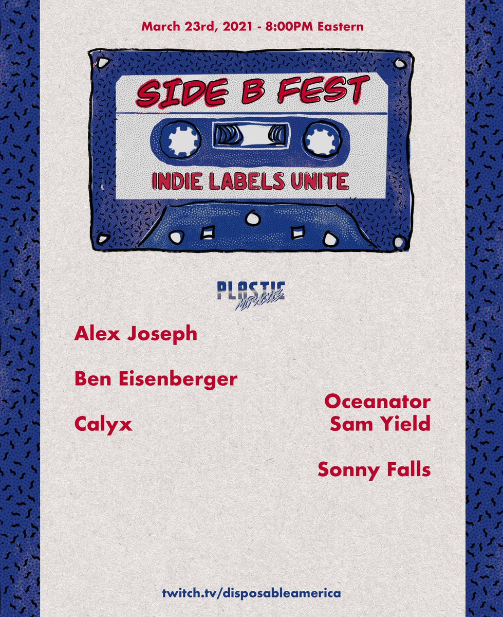 plasticmiracles's tweet photo. Our Side B Fest Showcase is tonight! With sets from @beneisenberger @calyx_excellent @oceanator @SamYield and @FallsSonny and photos from @photonguerilla ! https://t.co/W6jtIaFoFF
