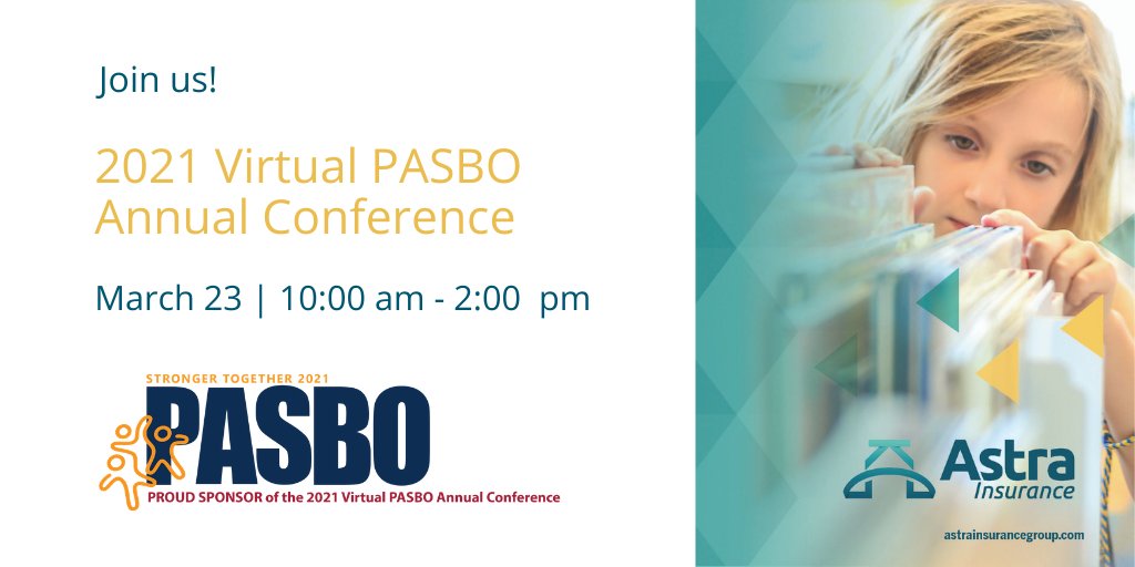 AstraInsurance's tweet photo. DAY 3 of the PASBO's 66th Annual Conference. Join us in the Sponsor Gallery!
@pasbo_org

#PASBO #PASBO2021
#SafeguardingTomorrowEveryDay https://t.co/cJJAhXx4br