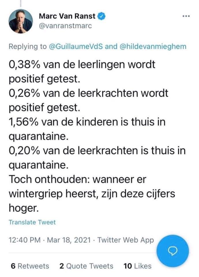 anja_co's tweet photo. @vanranstmarc Wat wil je nu infeite? Zoals je in 2019 (!) reeds aankondigde op een conventie: creëer angst en zorg dat je in de media komt bij een pandemie als expert...dat heb je dus al goed gedaan, helaas 0,0 resultaat, 1 jaar later...we blijven cirkels draaien en gaan massaal kopje onder!! https://t.co/8vMvRafiX6