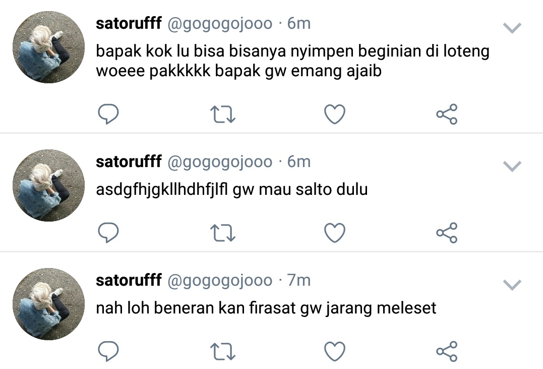 sukunang's tweet photo. #goyuu short tweet au -- perkara ganci berubah jadi apa.... prok prok prok
๐+๐ฏ= โฅ๏ธ
Telaaatttt gw -- wokwokwokwok
#YuujiBday #Goyuu4BebiYuuji #่ๆๆ ไป่ช็็ฅญ2021 https://t.co/ZBCHcrZfwF