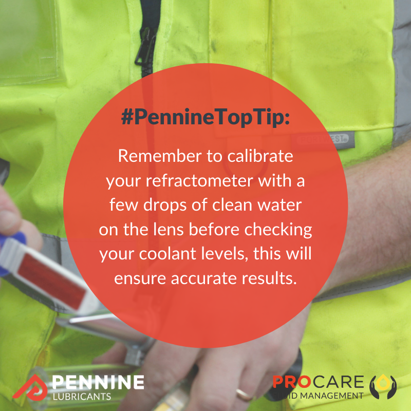 penninelubes's tweet photo. #PennineTopTip - Remember to calibrate your refractometer with a few drops of clean water on the lens before checking your coolant levels, this will ensure accurate results. 

#Refractometer #MetalworkingFluids #HSE #DipslideTesting #Coolant #PROCAREFluidManagement #PROCARE https://t.co/OnxtmJJ0we