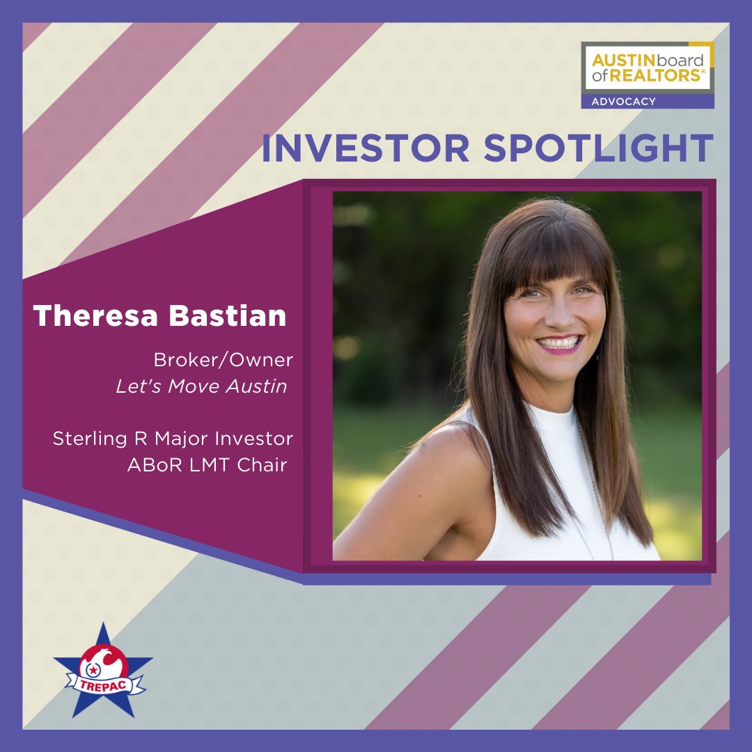 ABoR_REALTORS's tweet photo. Meet Theresa Bastian. Theresa is a TREPAC Major Investor and serves as Chair of ABoR’s Legislative Management Team.
Want to be featured on a future #TREPACTuesday? Email advocacy@abor.com and let us know your "why." #webacktrepac https://t.co/3sGnizgmrR