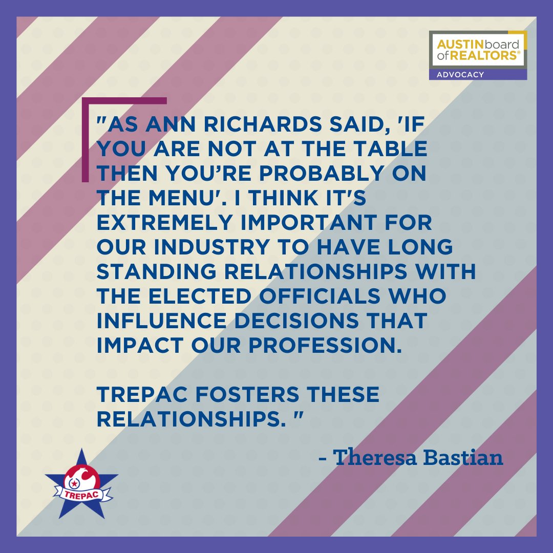 ABoR_REALTORS's tweet photo. Meet Theresa Bastian. Theresa is a TREPAC Major Investor and serves as Chair of ABoR’s Legislative Management Team.
Want to be featured on a future #TREPACTuesday? Email advocacy@abor.com and let us know your "why." #webacktrepac https://t.co/3sGnizgmrR