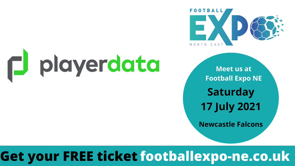 PlayerData's tweet photo. It's official, we will be at @footballexpone on the 17th July! We are really excited to go and meet people from all areas of football. Let all your friends know, especially as tickets are free! #PlayerDataCommunity #FEXNE https://t.co/Q65T4qJ7Qk