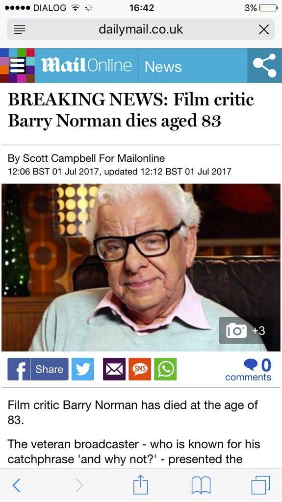 A happy birthday to Barry Cryer, who is alive and well despite what the Daily Mail thinks 