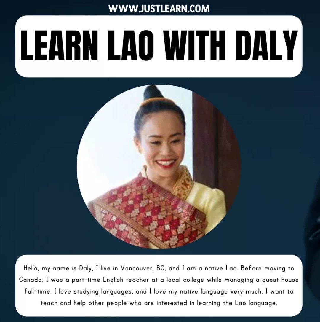 JustlearnCom's tweet image. Learn Lao with Daly!
Book her here: justlearn.com/daly

#lao #laolanguage