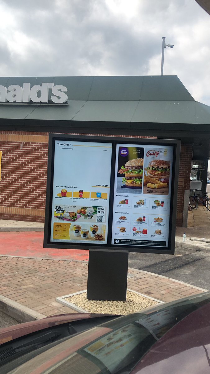 CjRoom's tweet photo. Finally back open after a short break in Cheltenham Drive Thru. Ready to go with our  to rather posh digital menuboards. See you soon...@GlosLiveOnline @McDonaldsUKNews https://t.co/Ho7gu9XCFe