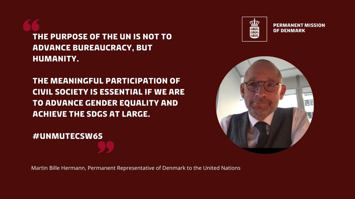 Denmark_UN's tweet photo. 🇩🇰 Amb. @BilleHermann kicked off our #CSW65 side event on protecting and promoting civic space, recalling the three opening words of the UN charter: “We the peoples”:

#UNmuteCSW65 #DK4CivicSpace https://t.co/hqrNjQqTRg