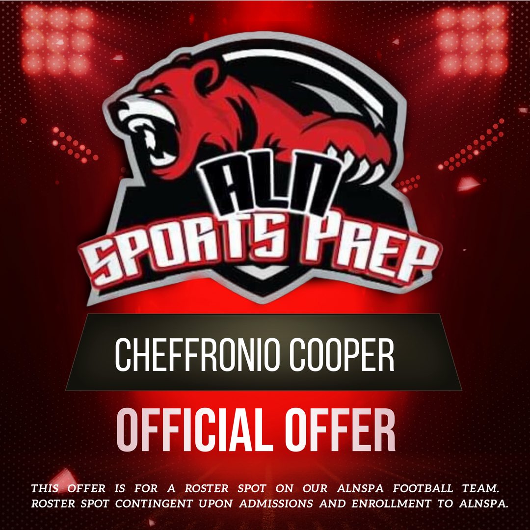 CjCooper219's tweet photo. Blessed to receive A offer from Aln prep thanks Coach 
  @coachjbgraves @prepballstars 
@coach_carp21 @IndyWeOutHere
@ParquetEric
@GameChangers_FB @ALNSPORTS https://t.co/t9AHyRmirB