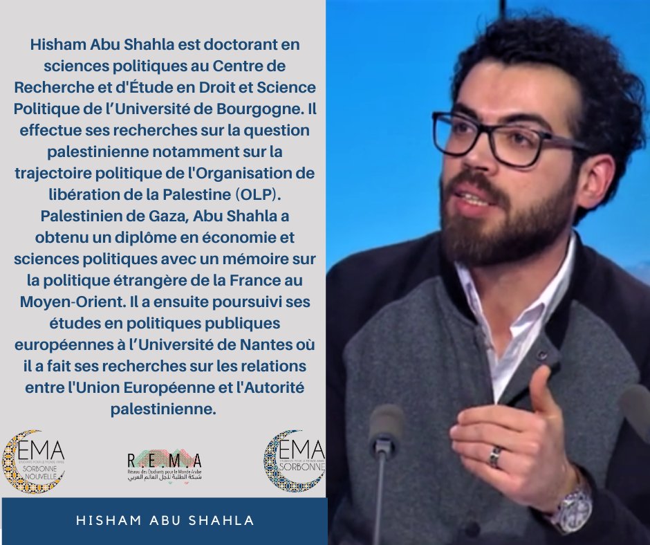 EMASorbonne's tweet photo. 🇵🇸PRÉSENTATION DES INTERVENANTS🇵🇸
✨Ahlan!
Nous avons l’honneur de vous présenter notre premier intervenant, Monsieur @HishamAbuShahla 
⚠️ N’OUBLIEZ PAS DE VOUS INSCRIRE !⚠️
https://t.co/RcycdbUnvo
#palestine #conférence https://t.co/1aQ2Sb5Zju