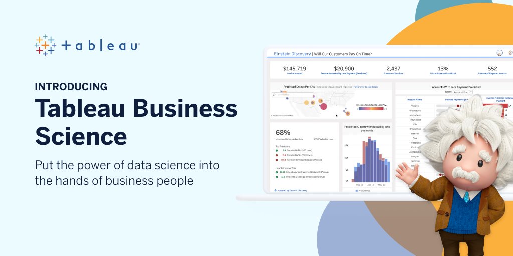 .@Tableau Introduces Tableau Business Science, a new class of AI-powered analytics to lower the barrier to data science techniques, enabling business users and analysts to make smarter decisions faster: sforce.co/3lH2fHU