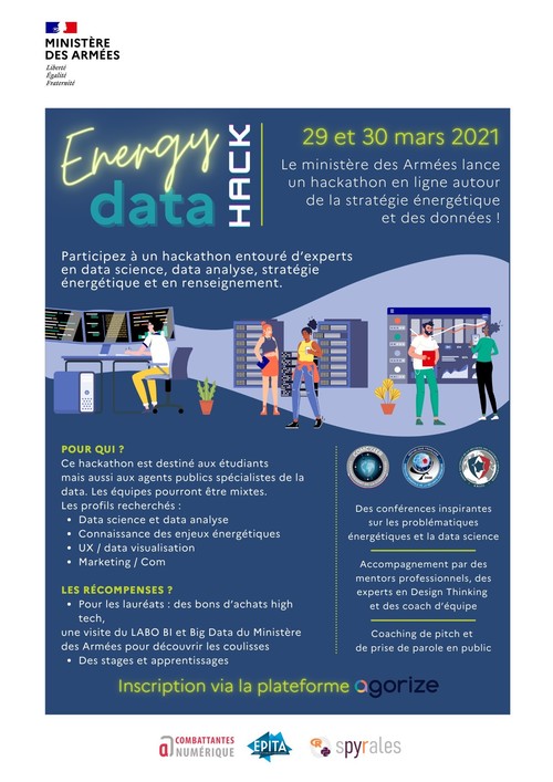 Vous êtes étudiant/agent public et spécialiste de la DATA ?

Les 29 et 30 mars participez au hackathon en ligne, organisé par le ministère des Armées, autour de la stratégie énergétique et des données !

Pour s'inscrire, c'est ici :
🔗lacapsule.agorize-platform.com/fr/challenges/… 

#NotreDéfense