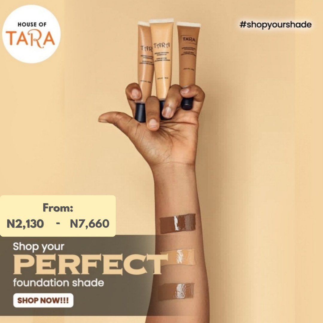 HouseofTara's tweet photo. https://t.co/m063bKvwFc

Say goodbye to mixing 2 foundation bottles to get your perfect shade and blend. Check out our 21 shades and 3 skin tones, you will find your perfect shade for a beautiful face. 

Are you coming on board?
Let's find your perfect shade of beauty.. 😍 https://t.co/RanzB0EmY9