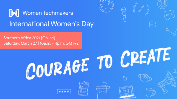 We invite you to join our regional #IWD21 <a href="/WomenTechmakers/">Women Techmakers</a> events in West (Anglophone) &amp; Southern Africa this Saturday, March 27th.  

Sign up to join the Southern Africa celebrations-
S/Africa: 10am GMT+2 - bit.ly/iwd2021-southa…