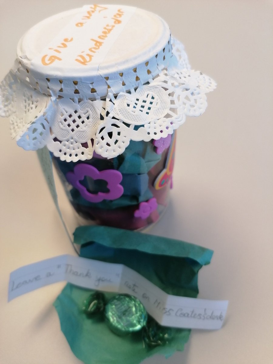 ChristChurchCE's tweet photo. This is a KINDNESS JAR created by Ana-Maria in Year 1. There is a sweet and a kindness challenge inside for the lucky recipient to digest. We're passing it on. https://t.co/UA19Aa9izf