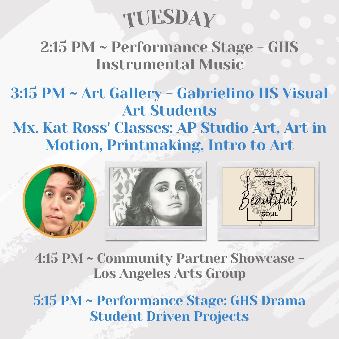 SanGabrielUSD's tweet photo. Come see what we have in store today for SGUSD Arts Week! We will be showcasing student artwork and streaming their performances. #sgusdvapa #vapa #sgusdartsweek #sgusd https://t.co/BgQLvG5Ont