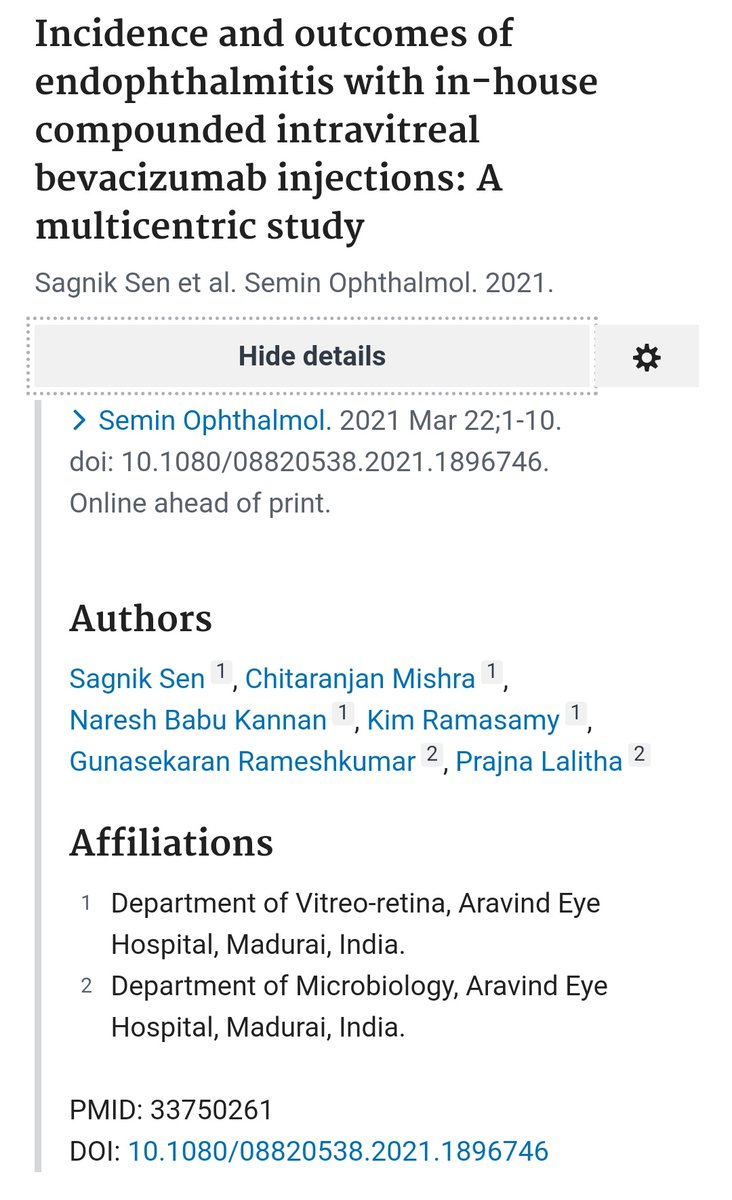riksag's tweet photo. Intraocular bevacizumab injections are vision-saving for a lot of patients. However, its usage has been marred with controversies and has come under surveillance under the DCGI regarding occurrence of endophthalmitis.
https://t.co/WwtdpNBX9f https://t.co/vWSIC0tTgX