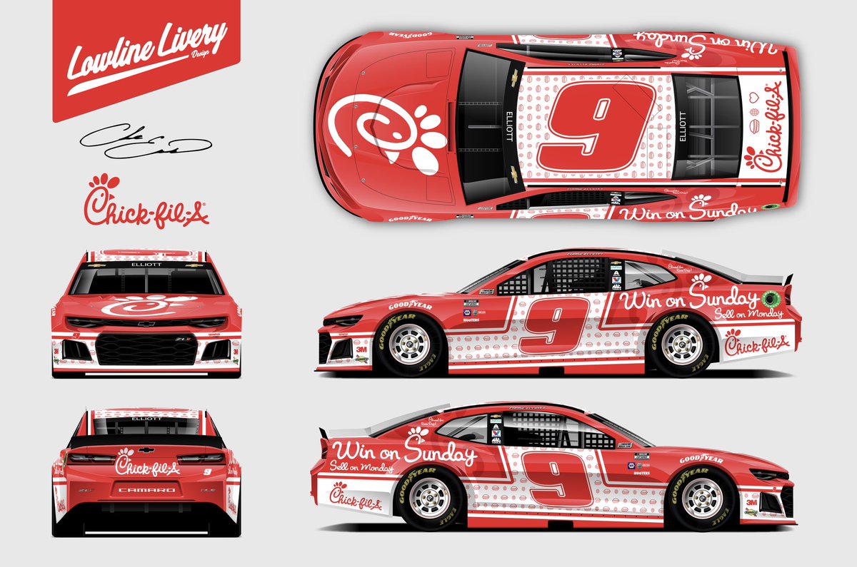 Poultry in Motion. @ChickfilA concept livery for @chaseelliott. A delicious combo between two of the most popular things to ever be born in the state of Georgia. 

#nascar #chickfila #chaseelliott #di9 #winonsundaysellonmonday