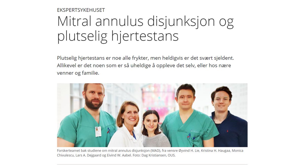 In todays blog on "Ekspertsykehuset" you can learn more about MAD and its relation to sudden cardiac death: oslo-universitetssykehus.no/avdelinger/hje… <a href="/ProCardio1/">ProCardioSFI</a> <a href="/KristinaHaugaa/">Kristina  Haugaa</a> <a href="/Ana_MonicaC/">Monica Chivulescu</a> @eivindaabel <a href="/oyvlie/">Øyvind H Lie</a> <a href="/LDejgaard/">Lars Dejgaard</a> #cardiotwitter