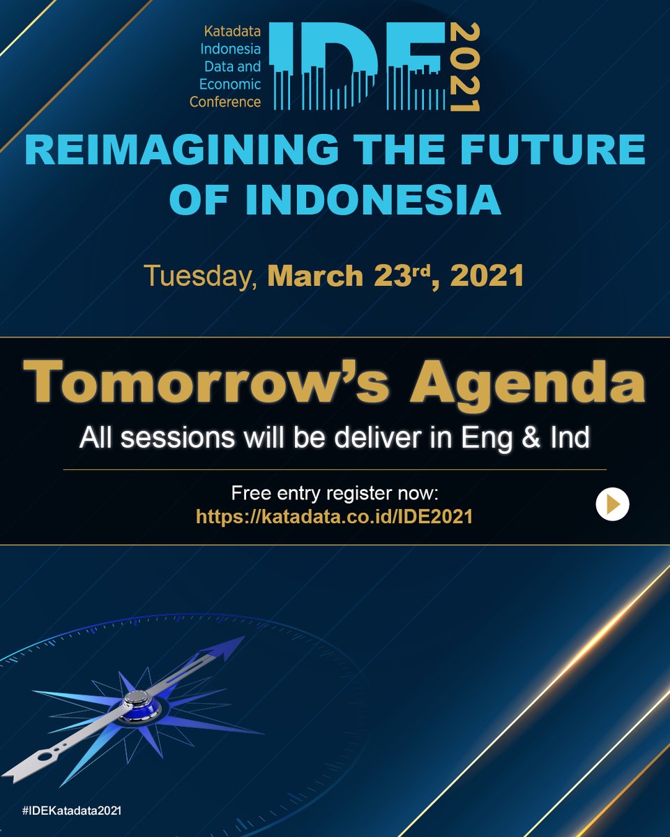 KATADATAcoid's tweet photo. Katadata proudly presents Indonesia Data and Economic Conference 2021: 

REIMAGINING THE FUTURE OF INDONESIA

Don't miss out on Day 3!
Join us as we discuss the most up-to-date topics with our renowned speakers!

Register now!  
https://t.co/iBlmZa3CX8

#IDEKatadata2021 https://t.co/yVm8anFOMK