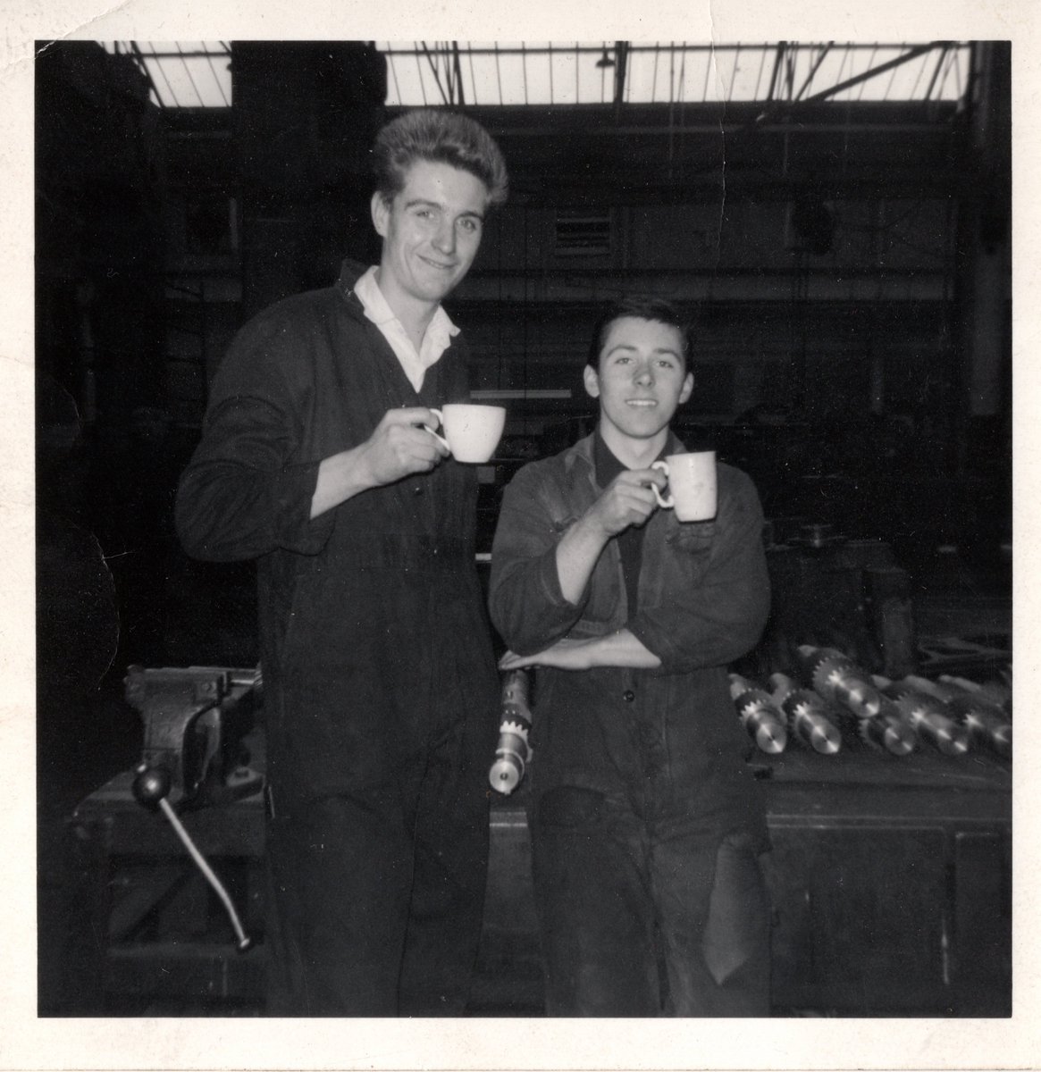 Many thanks to Meriel Fawbert for sending a photo of her father, Peter Fawbert (left). He was born in 1943 and worked at #HeadWrightson from being an apprentice until he was 30. He was a fitter and turner. To the right is his friend Peter Such.