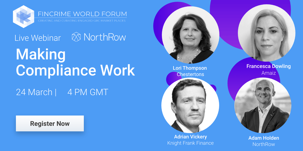 NorthRow_'s tweet photo. Join the NorthRow session at FinCrime World Forum 📅 tomorrow @4 pm⏰GMT as we talk to three compliance professionals & NorthRow clients who are 'Making Compliance Work' Register now> https://t.co/xb5fiAnND6
#fincrimewf #MakingComplianceWork #ContinuousCDD #FinCrime #compliance https://t.co/G0NNPi0xpm