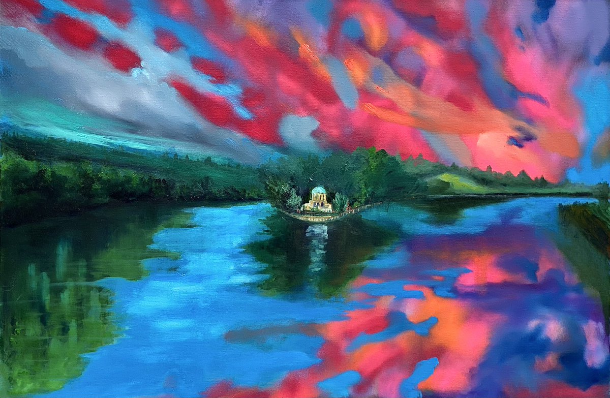 Nickquirkeart's tweet photo. (Henley on Thames)
Temple island under an Indian summer sunset. 
https://t.co/Wfj25mHgTK
https://t.co/arjj2FyTAl 

#henleyonthames #henleyregatta #womenshenleyregatta #eightshead #wehorr #quintinhead #hammersmithhead #rowing #india #sunset #ocean https://t.co/gMTK1RYD9H