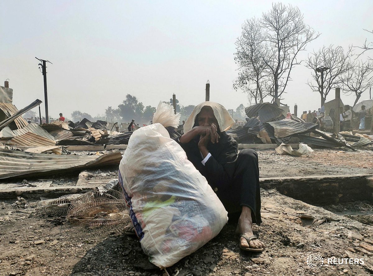soezeya's tweet photo. A general view of a Rohingya refugee camp after a fire burned down all the shelters in Cox's Bazar, Bangladesh, March 23, 2021. REUTERS https://t.co/wyJ8I2KhJa