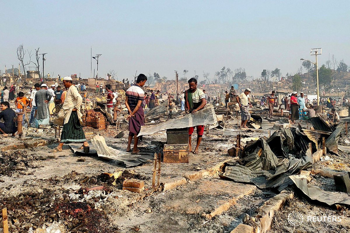 A general view of a Rohingya refugee camp after a fire burned down all the shelters in Cox's Bazar, Bangladesh, March 23, 2021. REUTERS