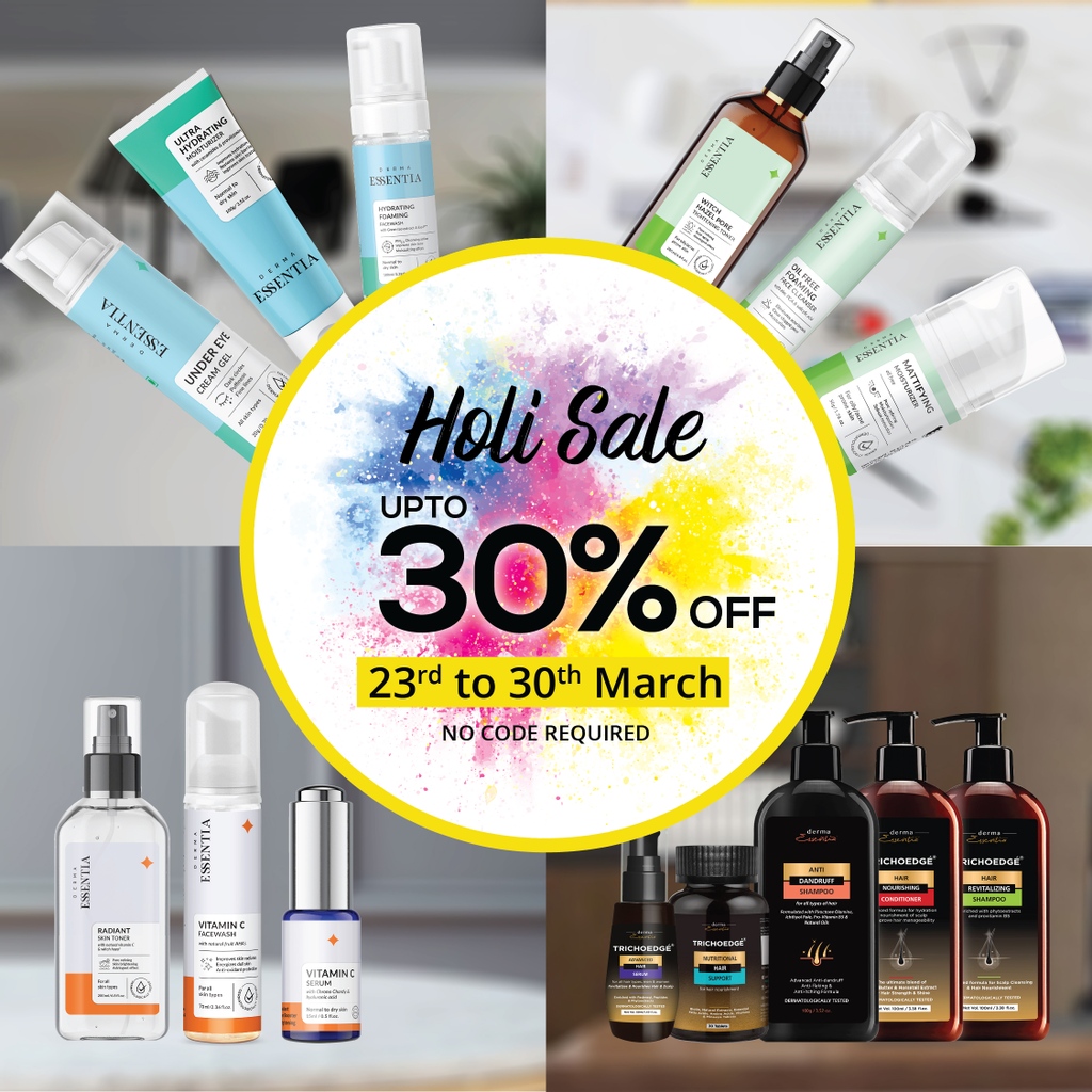 DermaEssentia's tweet photo. Holi Sale- Get Upto 30% OFF
Celebrate a worry-free Holi with Derma Essentia Skincare and Haircare Products !
NO CODE REQUIRED
VALID TILL 30th March.
Hurry!!
Shop Now: https://t.co/RUautqdwdY
#happyholi2021 #holisale #dermaessentia #experiencehealthyskin #skincare #haircare https://t.co/fRsa5c9jw8