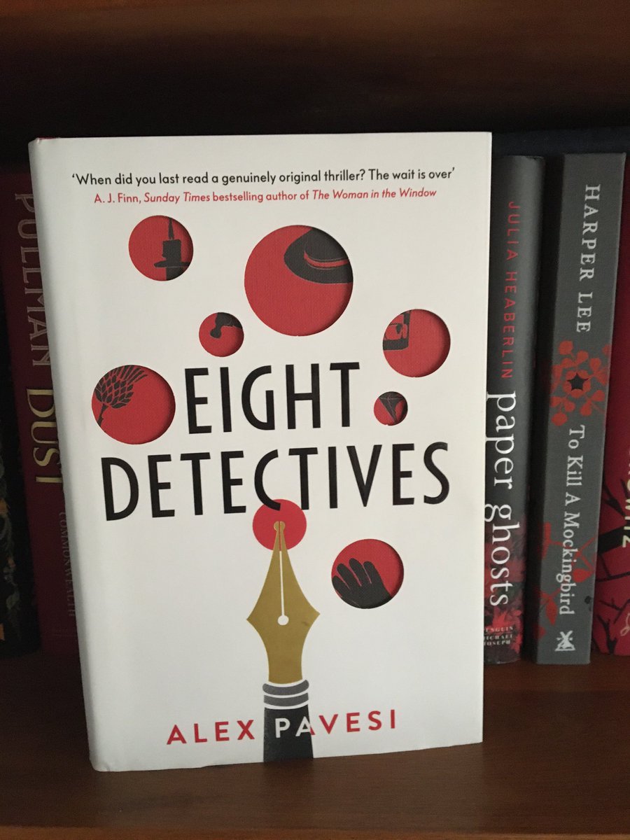 RaewynRiach's tweet photo. #onyourlibrarianscoffeetable is recommending Eight Detectives by ⁦@pavesi_alex⁩                              It is fiendishly clever, sufficiently gruesome and a darn good read. ⁦@uwslib⁩ reading for you 😊 https://t.co/DdswL5b0mS