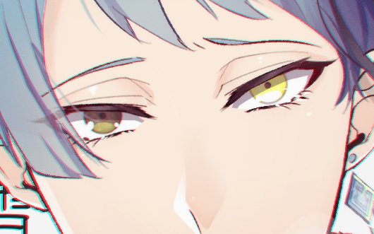 1boy male focus solo looking at viewer yellow eyes close-up streaked hair  illustration images