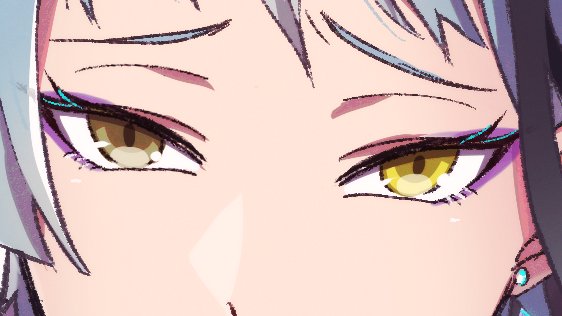 1boy male focus solo looking at viewer yellow eyes close-up streaked hair  illustration images