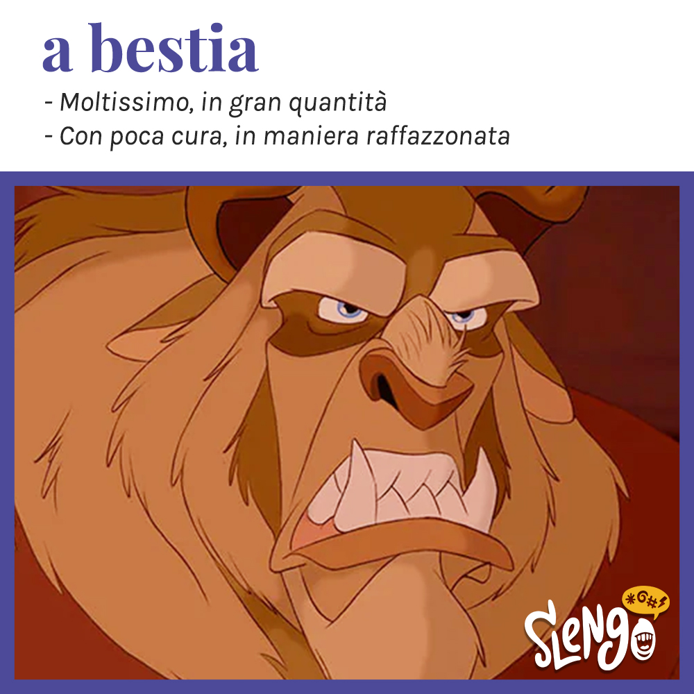 slengo_it's tweet photo. Tu in che modo usi l'espressione "a bestia"?
«La nuova versione del sito mi piace a bestia.»
oppure
«Non si riesce a passare di qui, qualcuno ha parcheggiato a bestia.»

Leggi le definizioni di #abestia su #Slengo o aggiungine altre: https://t.co/nQPyL5rPk8 https://t.co/W5Nv4BLUB1