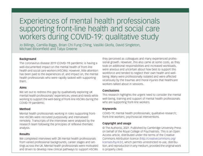 Brian Ching On Twitter: "Very Proud To Have Contributed To This Important  Piece Of Work 🎉 The Need To Provide Organisational And Structural Support  And Training For Mental Health Professionals And Prioritise