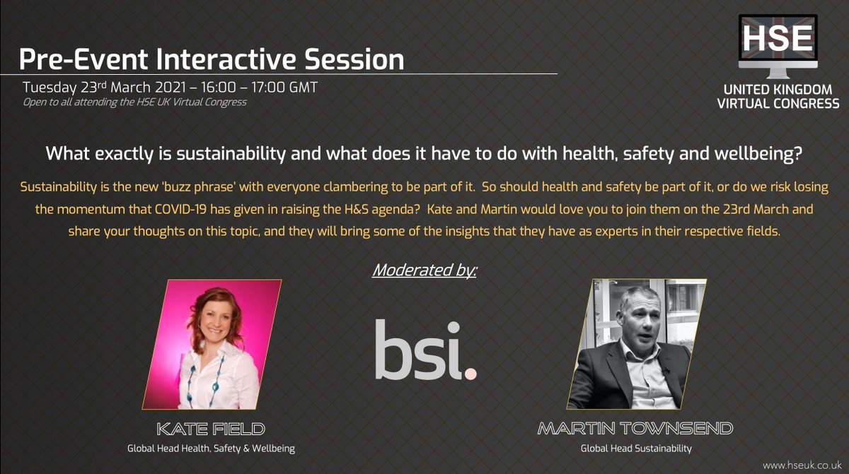 HSEGlobalSeries's tweet photo. 📣 Calling all HSE UK Congress Attendees! 
Today between 16:00 - 17:00 our first Pre-Event Interactive Session beings!  You have received an email with details to join this session.  

https://t.co/nNar2eawPd 

#HSEGlobalSeries #HSE #HSEVirtualCongress #HSEUK 
@BSI_UK https://t.co/JbsfeWiHGf