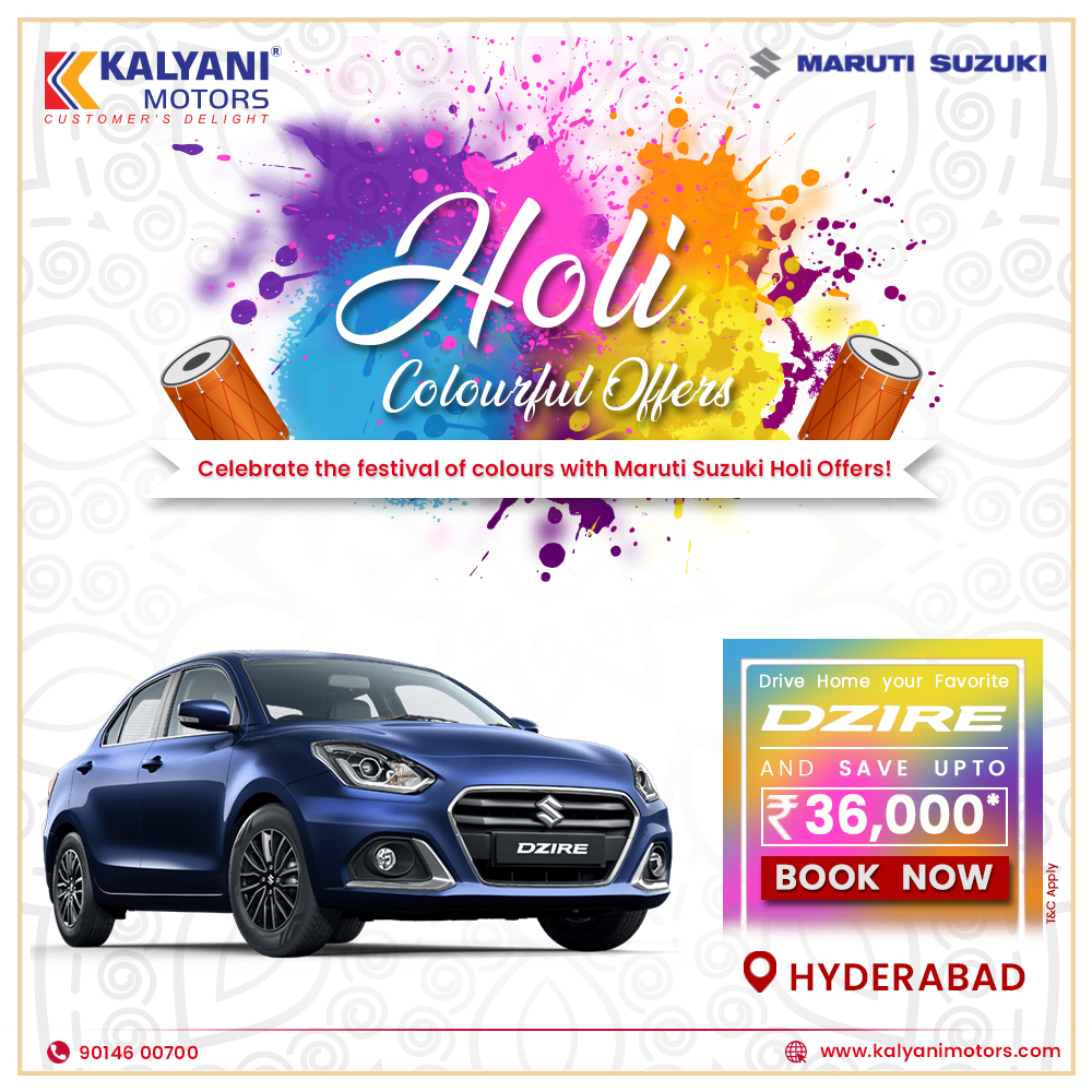 KalyaniMotors's tweet image. Get amazing offers and enjoy the festive spirit and colourful Holi with Maruti Suzuki. Book now from Kalyani Motors Hyderabad and avail exciting save upto Holi offers. kalyanimotors.com
#saveupto #amazingcars #familycar #marutisuzuki #Arena #Hyderabad #KalyaniMotors