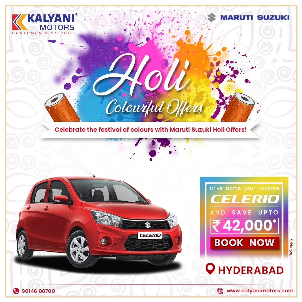 KalyaniMotors's tweet image. Get amazing offers and enjoy the festive spirit and colourful Holi with Maruti Suzuki. Book now from Kalyani Motors Hyderabad and avail exciting save upto Holi offers. kalyanimotors.com
#saveupto #amazingcars #familycar #marutisuzuki #Arena #Hyderabad #KalyaniMotors