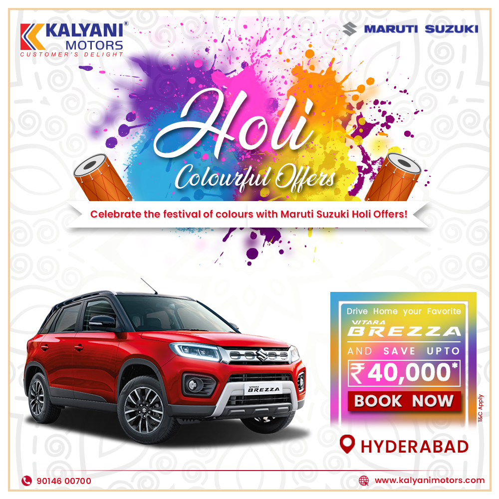 KalyaniMotors's tweet image. Get amazing offers and enjoy the festive spirit and colourful Holi with Maruti Suzuki. Book now from Kalyani Motors Hyderabad and avail exciting save upto Holi offers. kalyanimotors.com
#saveupto #amazingcars #familycar #marutisuzuki #Arena #Hyderabad #KalyaniMotors
