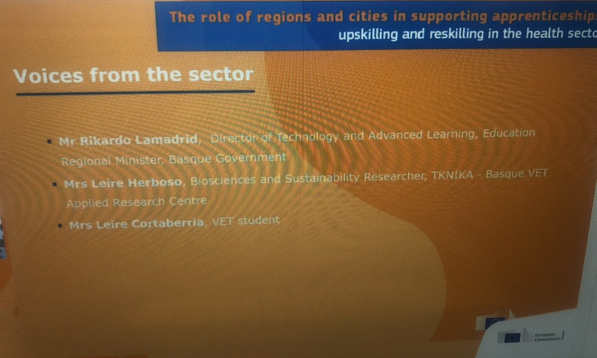 CamiladeEpalzaA's tweet photo. Proud! @FPeuskadi @tknika @rlamaintxau @Gob_eus inspiring #health #COVID19 #EUAppren #skills #medicalsupply ! #regions #cities supporting #apprenticeships , upskilling & reskilling #health .Event lead @EU_Social @EU_CoR @FPeuskadi @Gob_eus @earlallEU
https://t.co/s584Ebv58j… https://t.co/XUB42prjrf