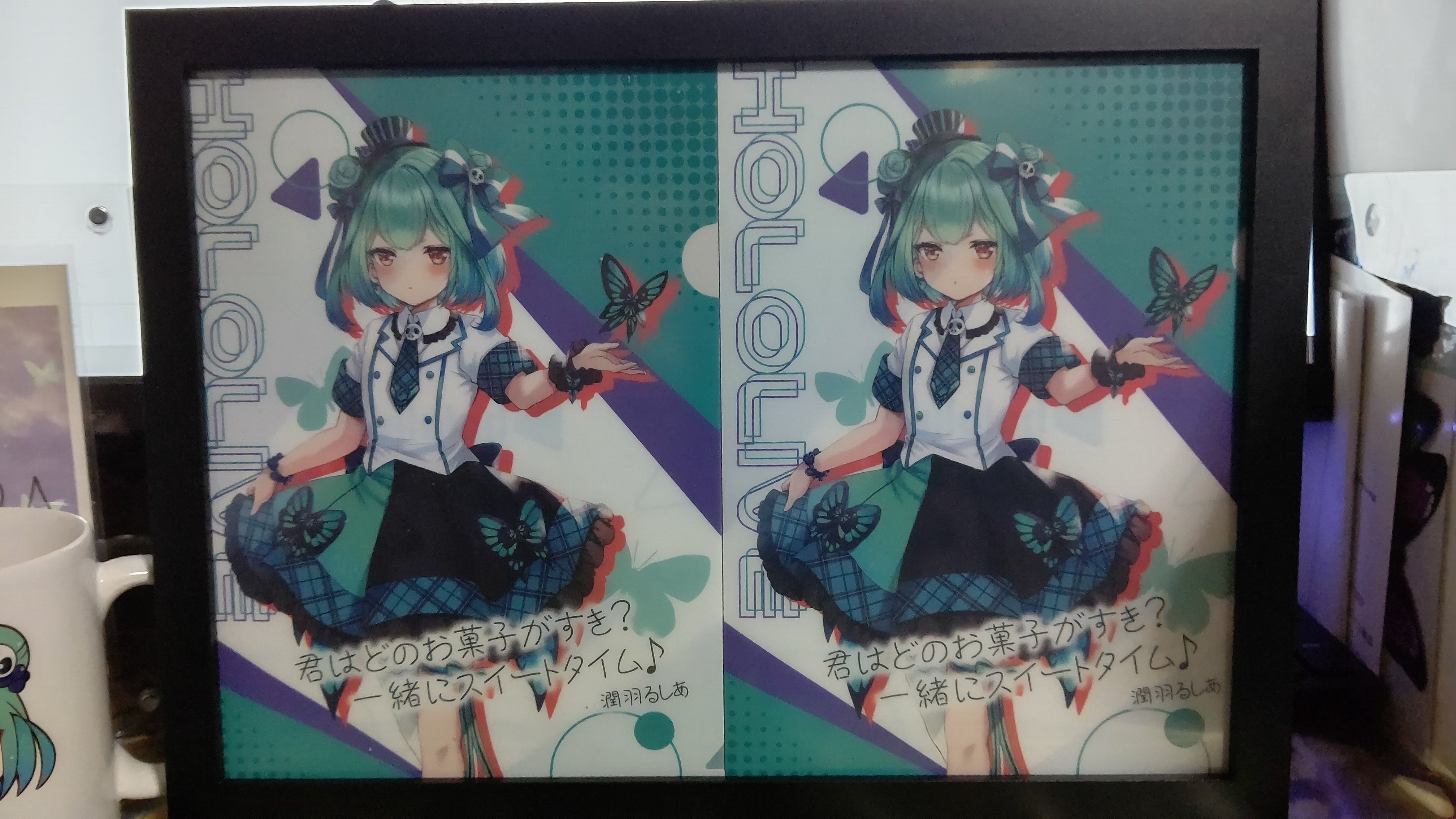 ニノニノ るしあちゃんのクリアファイルa5サイズ クリアファイルがそのまま入る額縁 なら横にすることで2枚キレイに入ったわ 2枚目の画像は最初に入れてみたb5額縁 だけと余白が目立つかな 装飾したりもしてみたけど T Co K4v0yajyrh