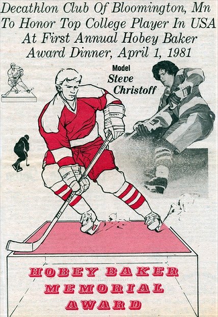VintageMNHockey's tweet photo. 40 years ago today in 1981, University of Minnesota Center, &amp; Roseau, MN native - Neal Broten was named the winner of the 1st ever @HobeyBakerAward [Neal was presented as Inaugural award recipient a week later following his first NHL game/goal on April 1, 1981 at banquet dinner] https://t.co/xsD7Ec9Km2