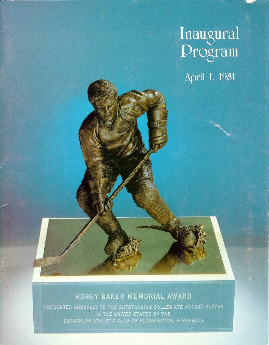 VintageMNHockey's tweet photo. 40 years ago today in 1981, University of Minnesota Center, &amp; Roseau, MN native - Neal Broten was named the winner of the 1st ever @HobeyBakerAward [Neal was presented as Inaugural award recipient a week later following his first NHL game/goal on April 1, 1981 at banquet dinner] https://t.co/xsD7Ec9Km2