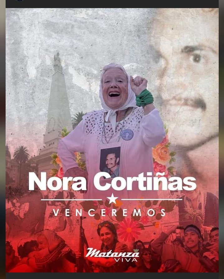 MatanzaViva's tweet photo. 91 VECES VENCEREMOS
22/3 #NoritaCumple
Nuestra entrañable Norita cumplió ayer 91 años de amor, de lucha y resistencia, de dignidad y compromiso genuino.
 Feliz cumple Vieja querida!

#MatanzaViva
#NoraCortiñas
#91Años

https://t.co/vEO6gCrn3a https://t.co/nvxEKSgVvY