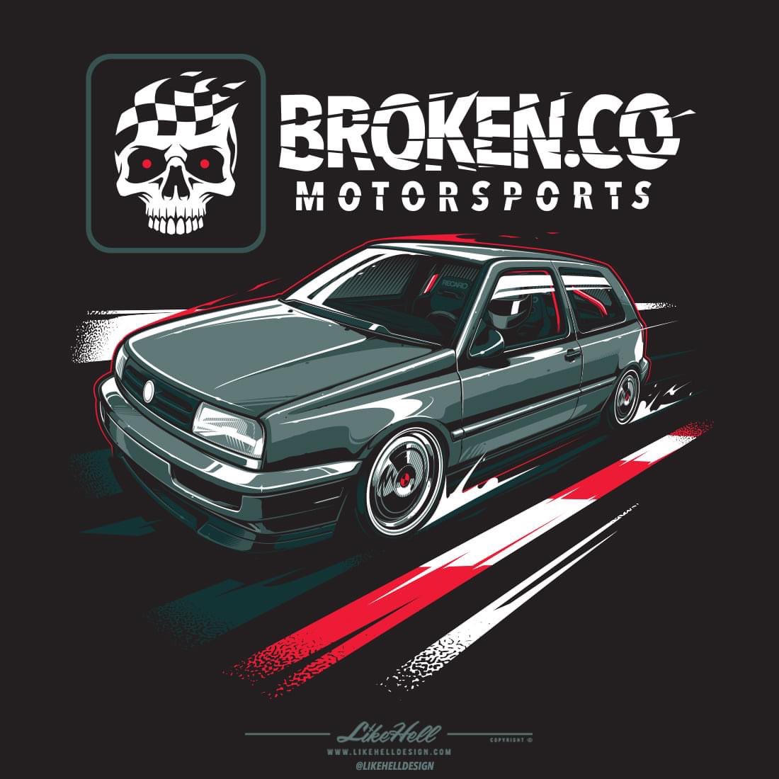 LikeHellDesign's tweet photo. A new design for Broken Co along with a new motorsport logo variant 💀🏁
#likehelldesign https://t.co/BNSVSTreXo