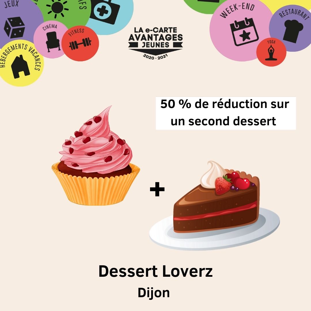 Good Morning, une envie de douceurs ?🧁 Fonces chez Dessert Loverz 📍 Dijon et bénéficie de 50% de réduction sur ton second dessert grâce à ta e-Carte Avantages Jeunes 🚸

➡️ avantagesjeunes.com/avantage/34408