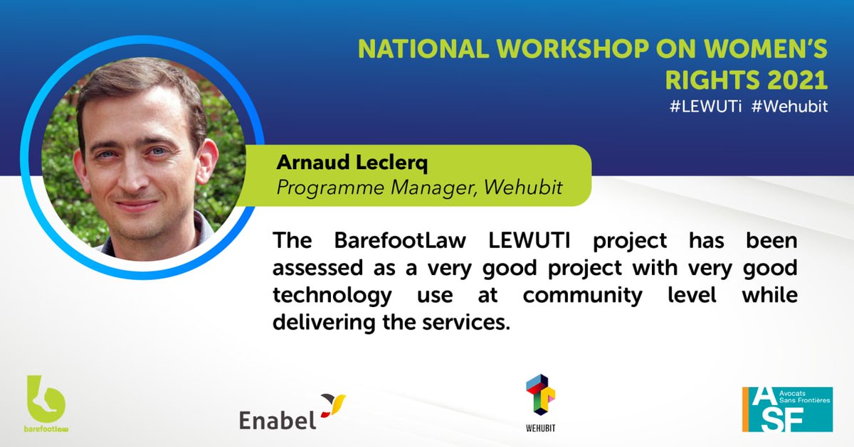 barefootlaw_org's tweet photo. "The @barefootlawUG #LEWUTI project has been assessed as a very good project with very good technology use at community level while delivering the services," @LeclercqArnaud7, #Wehubit.
#D4D https://t.co/HQ52yiaKIk