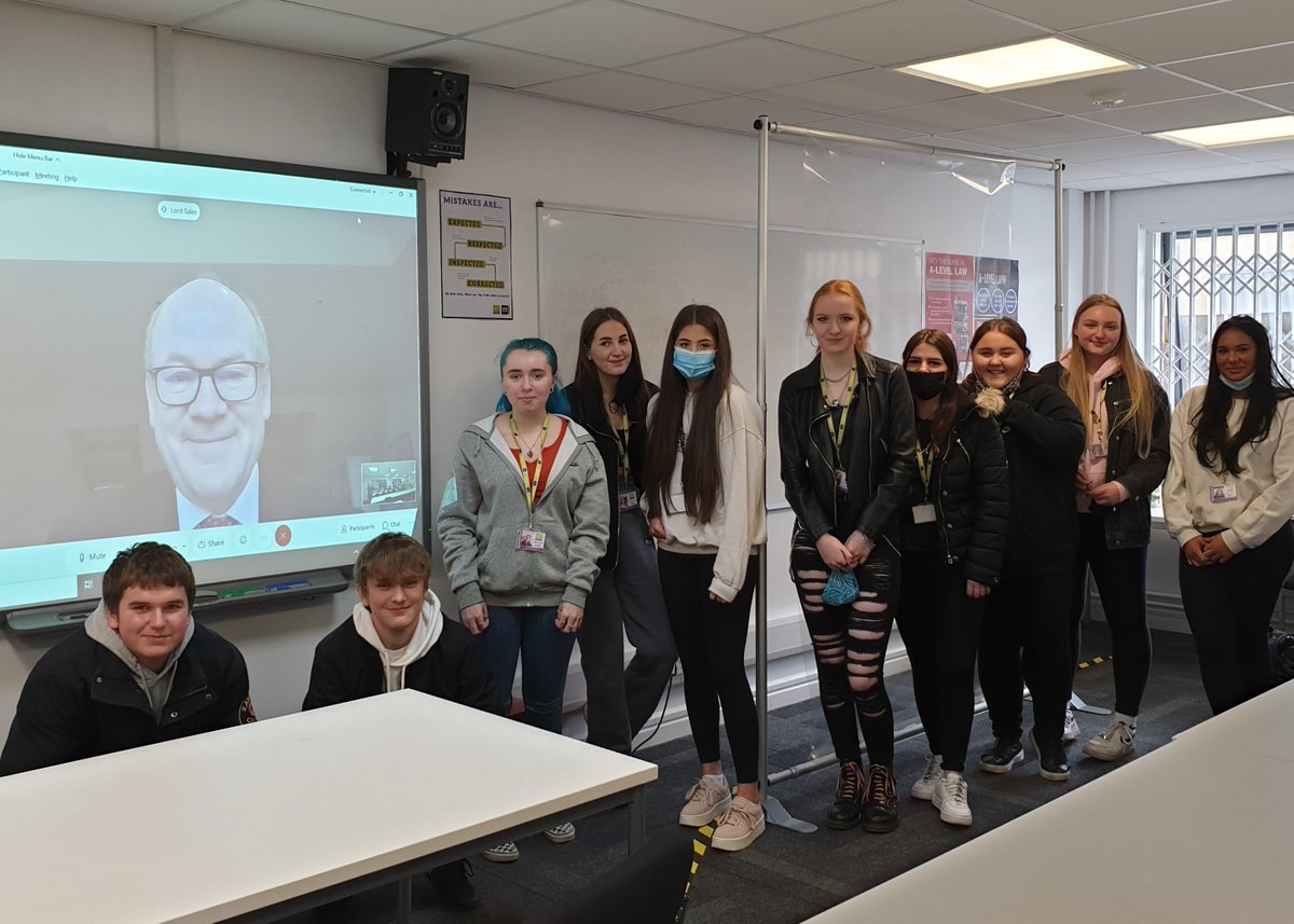 UKSupremeCourt's tweet photo. Earlier this month, students from Huddersfield New College (@huddnewcoll) met Supreme Court Justice, Lord Sales, in an 'Ask a Justice' session. They asked him about his career, difficult cases, and judicial precedent. Find out more about the programme: https://t.co/Vwu0Okx8LC https://t.co/XPkxTm5suu
