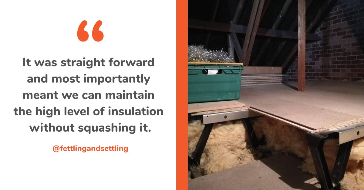 NWHC_'s tweet image. We're so pleased with @fettlingandsettling results!

Check out how they used StoreFloor to create more storage space in their loft and maintain high levels of loft insulation without squashing it.

#loftboarding #LoftZone #StoreFloor #insulation #loftinsulation #DIYhome