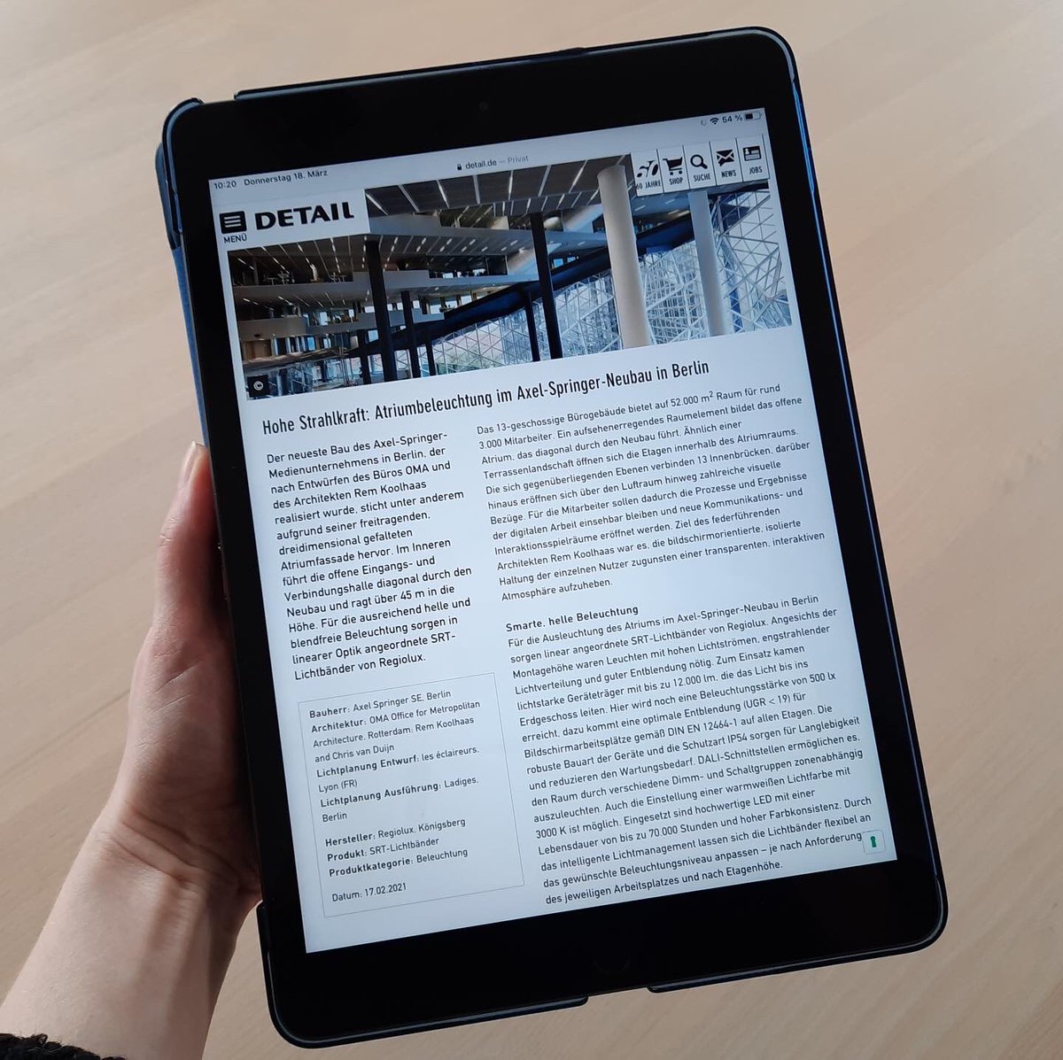 SEIFERTpr's tweet photo. Referenzen wie der Axel-Springer-Neubau von Rem Koolhaas sind echte Highlights in unserer Berichterstattung, machen Spaß und garantieren tolle Veröffentlichungen. Dieses Mal für unseren Kunden Regiolux GmbH. 🤩
.
#Referenzen #Veröffentlichung #SeifertPR
Foto 2-4 Nils Koenning https://t.co/LOpGCVv6ZF